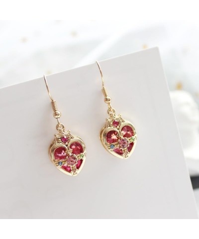 Lovely Guardian Star Jewelry Set - Anime Cosplay Necklace and Earrings for Women Girls - Hot Pink Crystal Jewelry Crown $7.07...