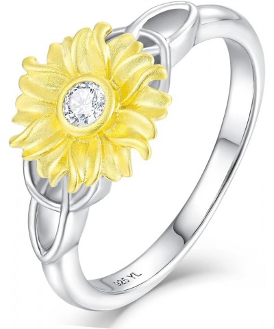 Sunflower Rings 925 Sterling Silver Infinity Rings Cubic Zirconia Flower Jewelry for Women 2-Celtic $27.30 Rings