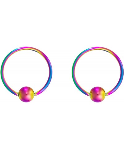 316l Surgical Steel Captive Bead Piercing Hoop (Pair) 10G 12G 14G 16G 18G 20G, Diameter 6 to 12mm Black and Rainbow Rainbow: ...