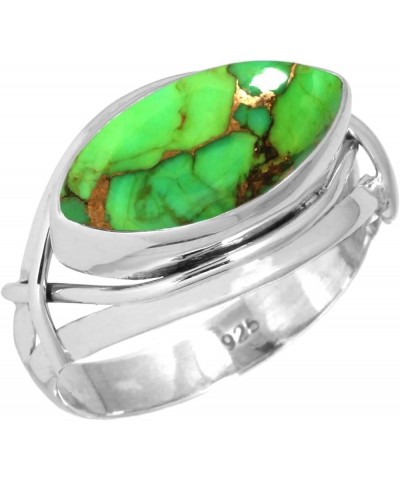 925 Sterling Silver Handmade Ring for Women 8x16 Marquoise Gemstone Fashion Jewelry for Gift (99106_R) Copper Green Turquoise...