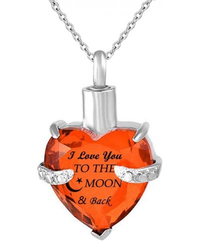 misyou Heart Pendant Cremation Urn Necklaces for Ashes Memorial Pendant I Love You to The Moon and Back Engraved 12 Birthston...