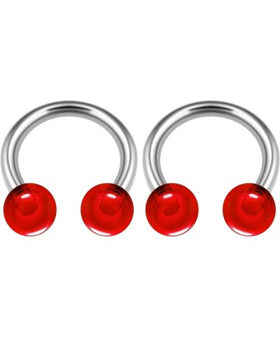 2PCS Surgical Steel Horseshoe Hoop 14 Gauge 5/16 8mm 4mm Acrylic Ball Labret Earrings Septum Piercing Jewelry See More Colors...