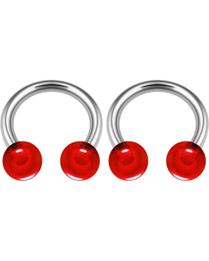 2PCS Surgical Steel Horseshoe Hoop 14 Gauge 5/16 8mm 4mm Acrylic Ball Labret Earrings Septum Piercing Jewelry See More Colors...