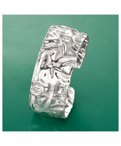 Italian Sterling Silver Rippled Cuff Bracelet 8.0 Inches $81.60 Bracelets