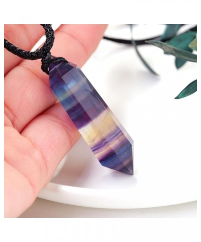 Natural Colorful Fluorite Necklace Raw Stone Irregular Energy Healing Pendant Purified Charging Balance Chakra Holiday Valent...