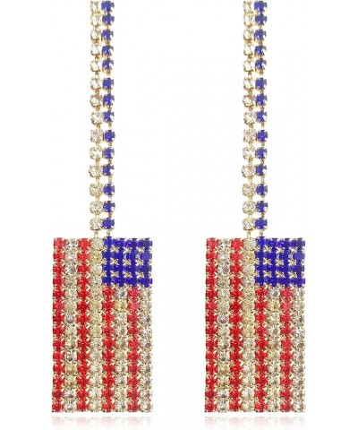 Unique Charm Shine Patriotic Red White Blue American USA Flag Earrings Diamond Crystal Flip Flop Sandal Dangle Drop Earring f...