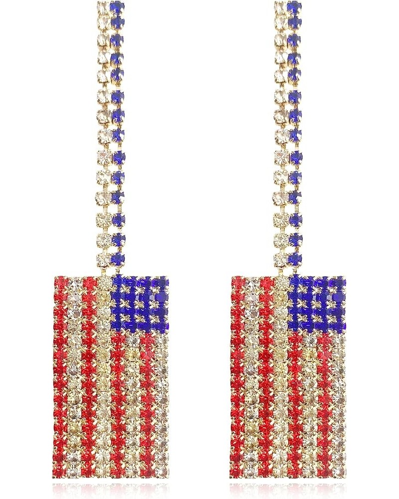 Unique Charm Shine Patriotic Red White Blue American USA Flag Earrings Diamond Crystal Flip Flop Sandal Dangle Drop Earring f...