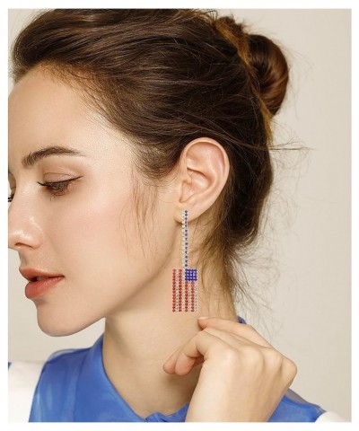 Unique Charm Shine Patriotic Red White Blue American USA Flag Earrings Diamond Crystal Flip Flop Sandal Dangle Drop Earring f...