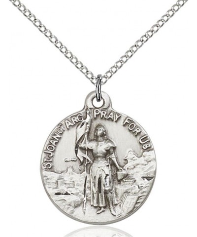 Women's Round Sterling Silver St. Joan of Arc Medal with 18" Sterling Silver Chain $51.46 Necklaces