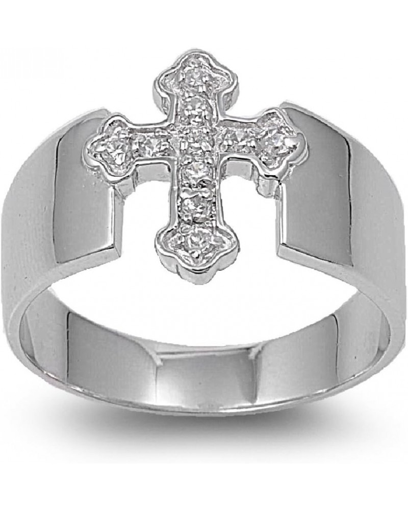 Clear Cubic Zirconia Cross Ring 925 Sterling Silver (Comes in Colors) Sterling Silver $8.95 Rings