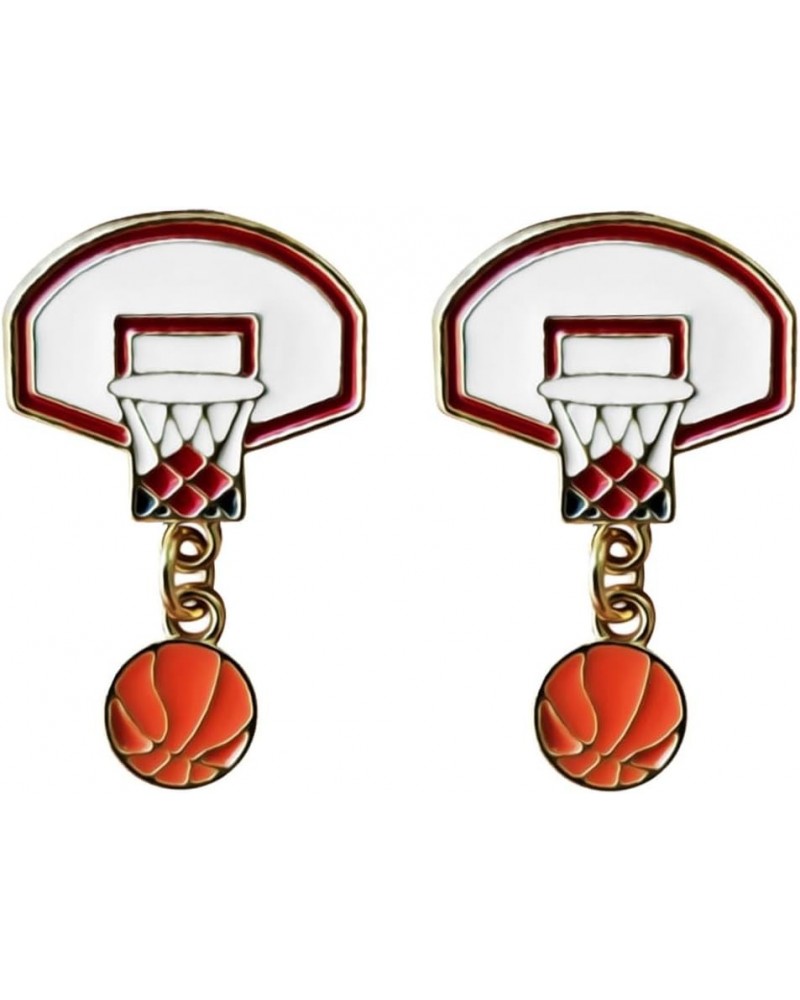 Womens Girls Mens Boys Basketball Ball Sporty Unique Hoop Dangle Earrings White $9.17 Earrings