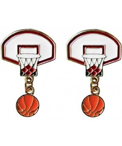 Womens Girls Mens Boys Basketball Ball Sporty Unique Hoop Dangle Earrings White $9.17 Earrings