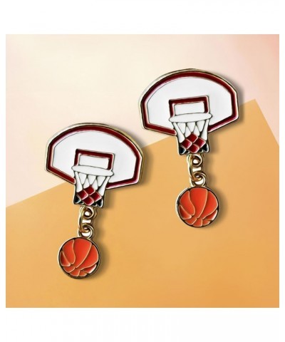 Womens Girls Mens Boys Basketball Ball Sporty Unique Hoop Dangle Earrings White $9.17 Earrings