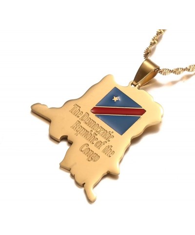 Democratic Republic of The Congo Map Pendant Necklace DRC Jewelry gold $8.09 Necklaces