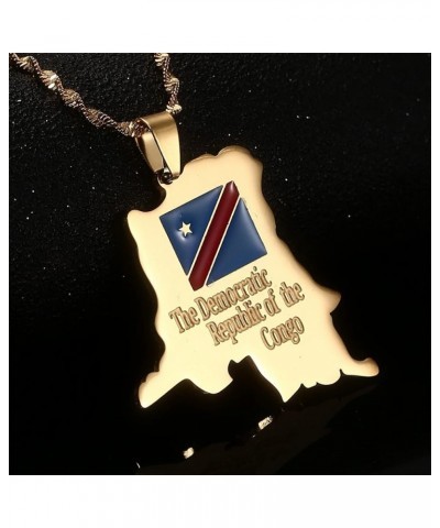 Democratic Republic of The Congo Map Pendant Necklace DRC Jewelry gold $8.09 Necklaces