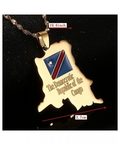 Democratic Republic of The Congo Map Pendant Necklace DRC Jewelry gold $8.09 Necklaces