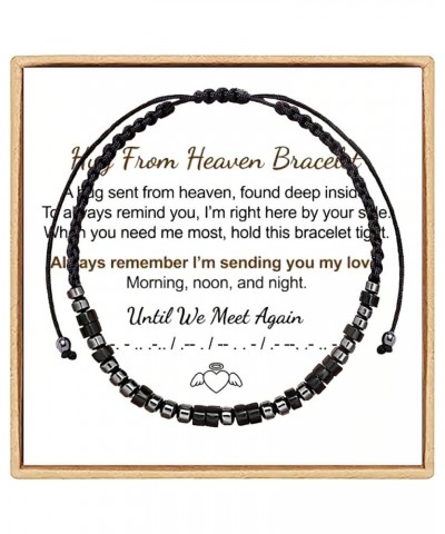 Hug from Heaven Morse Code Bracelet, Hugs from Heaven Morse Code Bracelets for Men and Women,Hugs Bracelet with Black Hematit...