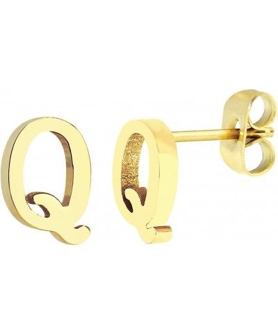 18k Silver Gold Plated Stainless-steel a Pair 26 Alphabet Letters Initials Stud Earrings For Women Gold Q $8.60 Earrings