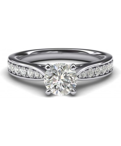 Women's Sterling Silver 1CT Classic 4-Prong Simulated Round Cut Diamond Engagement Ring With Graduated Side Stones $32.32 Rings