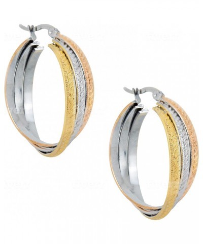 Stainless steel womens hoop earrings multi color - multi hoops top clip down close in one piece size 1.5 inch x 1.3 inch gold...