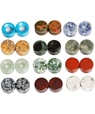 24 pcs Mixed Stone Ear Plugs Tunnels Double Flare Saddle Stretching Gauges Expander Body Piercing Set Gauge 2g - 5/8 inch 0g(...