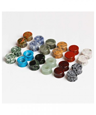 24 pcs Mixed Stone Ear Plugs Tunnels Double Flare Saddle Stretching Gauges Expander Body Piercing Set Gauge 2g - 5/8 inch 0g(...