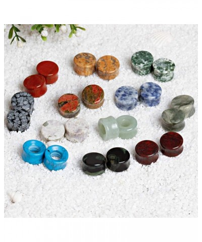 24 pcs Mixed Stone Ear Plugs Tunnels Double Flare Saddle Stretching Gauges Expander Body Piercing Set Gauge 2g - 5/8 inch 0g(...