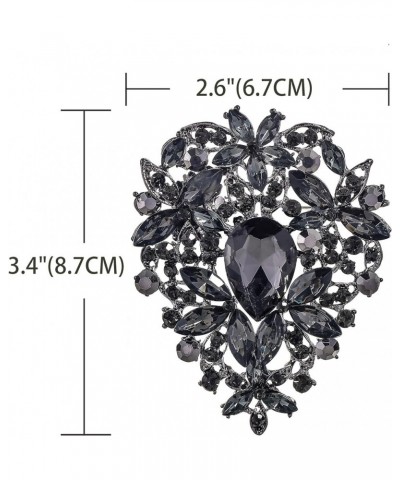 Vintage Austrian Crystal Rhinestone Leaf Shape Big Large Brooch Pin For Women Gold Tone Black $8.83 Brooches & Pins