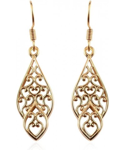 SHOP LC 925 Sterling Silver Filigree Dangle Earrings for Women Jewelry Gold Plated Spring Birthday Gifts for Women Yellow Gol...