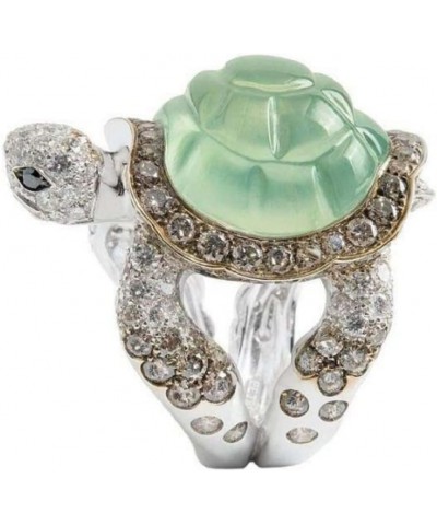 Awmnjtmgpw 925 Sterling Silver Ice emerald lovely little turtle innovative design beach wave vacation wave ring women's preci...