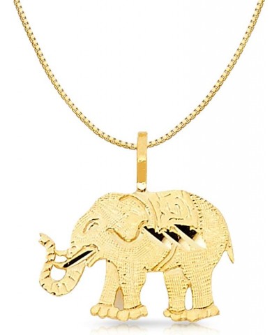 14K Yellow Gold Elephant Charm Pendant with 0.8mm Box Chain Necklace 18.0 Inches $102.86 Necklaces