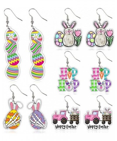 Easter Bunny Egg Earrings for Women Colorful Long Cute Bunny Earrings Cute Animal Rabbit Dangle Drop Earrings Easter Basket S...