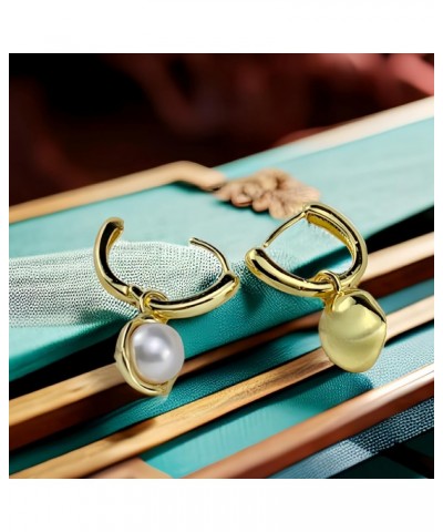 Hypoallergenic 18K Gold Plated Link Earrings for Women girls Real cultuted freshwater pearl drop dangle earrings for bridal b...