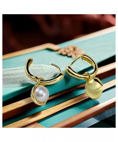 Hypoallergenic 18K Gold Plated Link Earrings for Women girls Real cultuted freshwater pearl drop dangle earrings for bridal b...