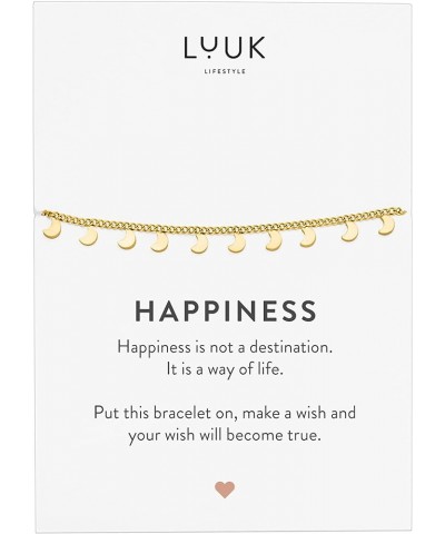 Stainless steel bracelet with pendant and HAPPINESS card, filigree and minimalist women's jewelry, unique gift idea, lucky ch...