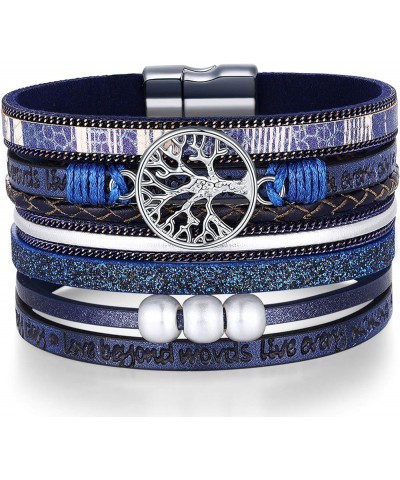 Inspirational Tree of Life Leather Bracelets for Women,Birthday Christmas Jewelry Gifts for Teens Girls Blue $8.60 Bracelets