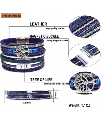 Inspirational Tree of Life Leather Bracelets for Women,Birthday Christmas Jewelry Gifts for Teens Girls Blue $8.60 Bracelets