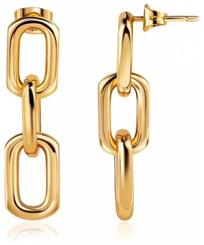 18K Gold Plated Symmetrical Drop Chain Earrings - Made in Brazil $11.59 Earrings