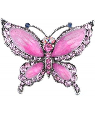 Rose Pink Czech Crystal Rhinestone Butterfly Pin Brooch Hand Painted Enamel Pink $10.79 Brooches & Pins