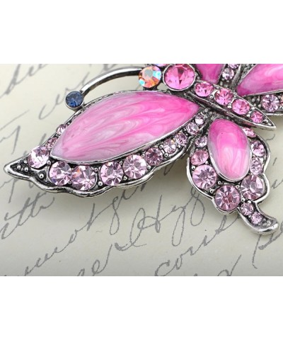 Rose Pink Czech Crystal Rhinestone Butterfly Pin Brooch Hand Painted Enamel Pink $10.79 Brooches & Pins