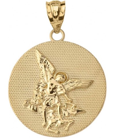 14k Gold Saint Michael Protect Us Coin Charm Pendant Yellow Gold $55.99 Pendants