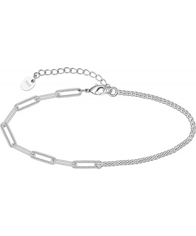 925 Sterling Silver Ankle Bracelet Multilayer Anklets for Women Satellite, Star, Cross, Circle, Butterfly, Teardrop, Oval Dis...