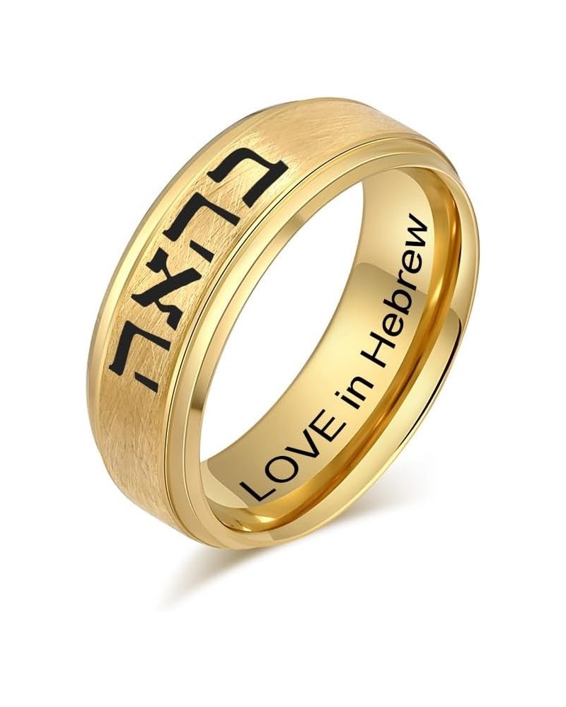 SHNIAN Judaism Hebrew Religious Rings Brushed Tungsten Carbide Black/Silver/Gold Plated Ring Statement Band Rings for Men Fre...