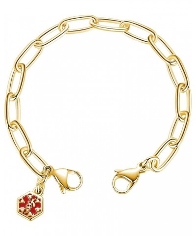 Medical ID Gold Stainless Link Interchangeable Strand With Charm 6.5 Inches $15.28 Bracelets