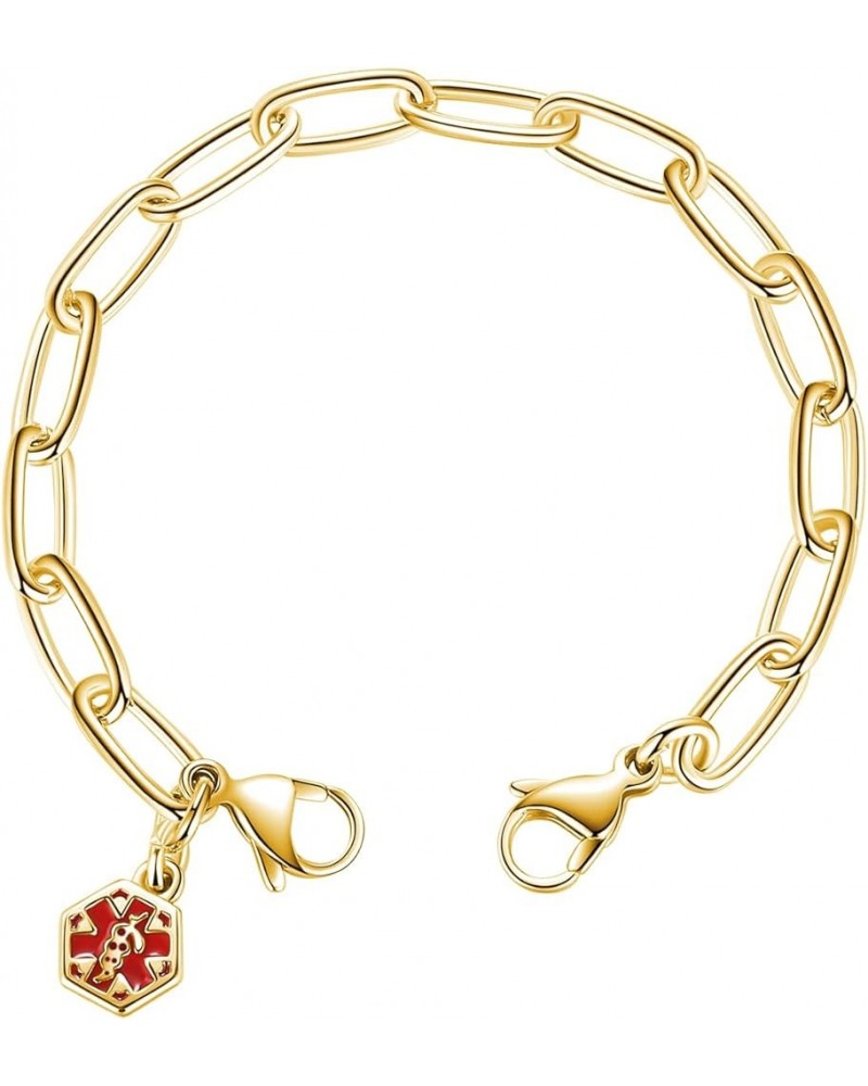 Medical ID Gold Stainless Link Interchangeable Strand With Charm 6.5 Inches $15.28 Bracelets