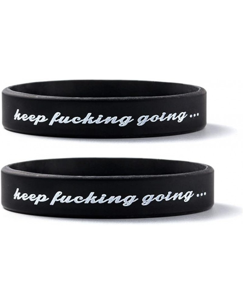 Keep Fucking Going Wristband for Men Women,2Pcs Motivational Silicone Wristbands Mantra Sayings Quotes Cuff Bracelet Strength...