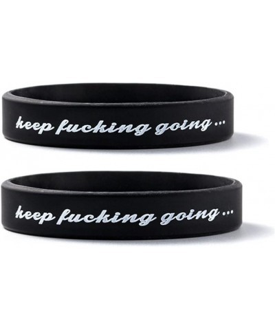 Keep Fucking Going Wristband for Men Women,2Pcs Motivational Silicone Wristbands Mantra Sayings Quotes Cuff Bracelet Strength...