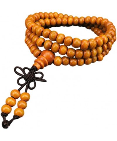 Anti- Anxiety 108 Beads Bracelet for Men Women 6mm Natural Sandalwood 108 Wooden Prayer Beads Bead Bracelet Jewelry 1pc Yello...