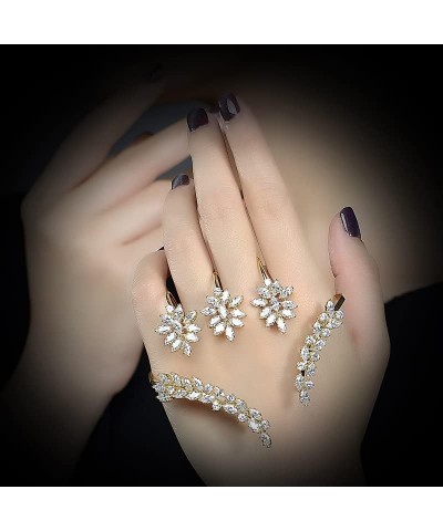 Hand Palm Statement Ring for Women, Fashion Adjustable Multiple Finger Ring CZ Crystal Hand Cuff Bracelet Cocktail Costume We...