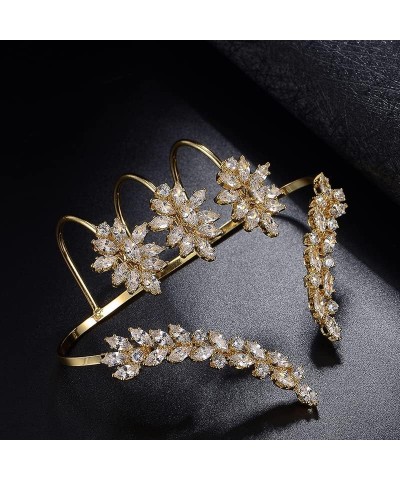 Hand Palm Statement Ring for Women, Fashion Adjustable Multiple Finger Ring CZ Crystal Hand Cuff Bracelet Cocktail Costume We...